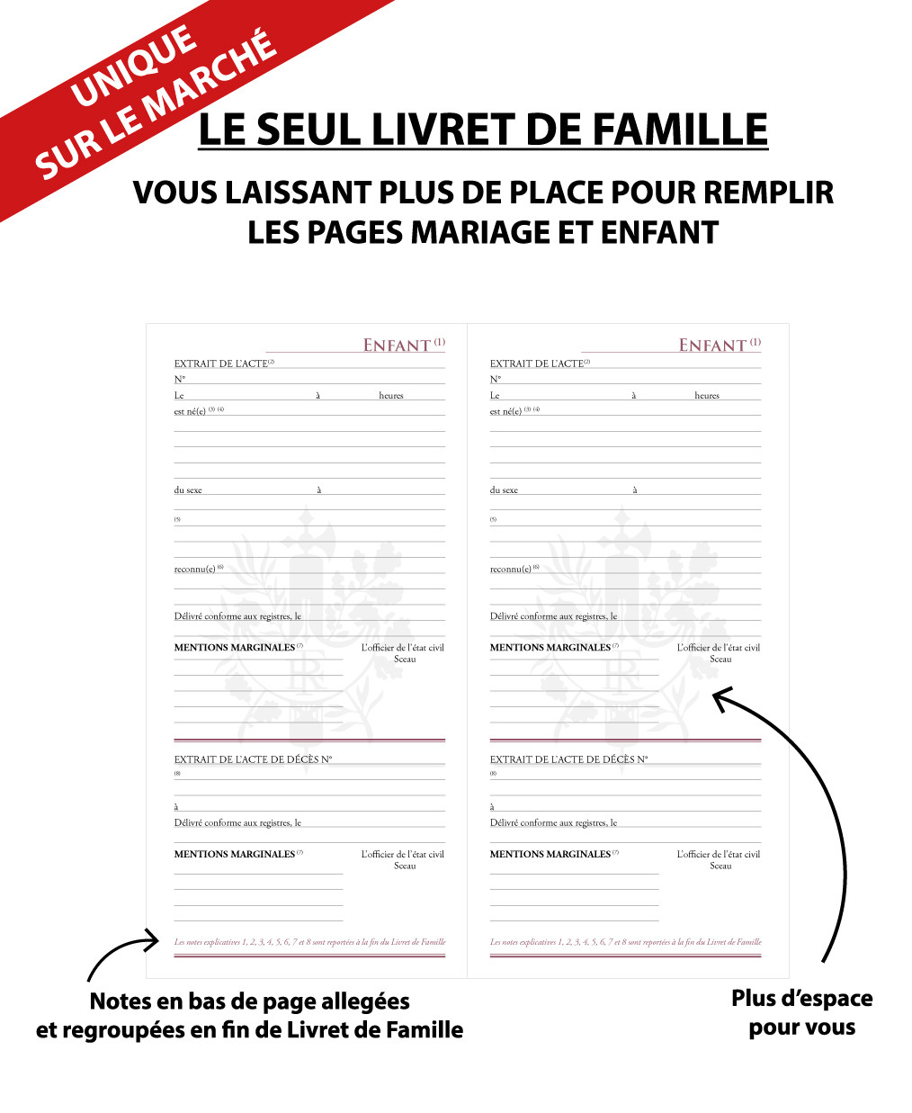 Livret de famille standard sécurisé manuscrit personnalisé