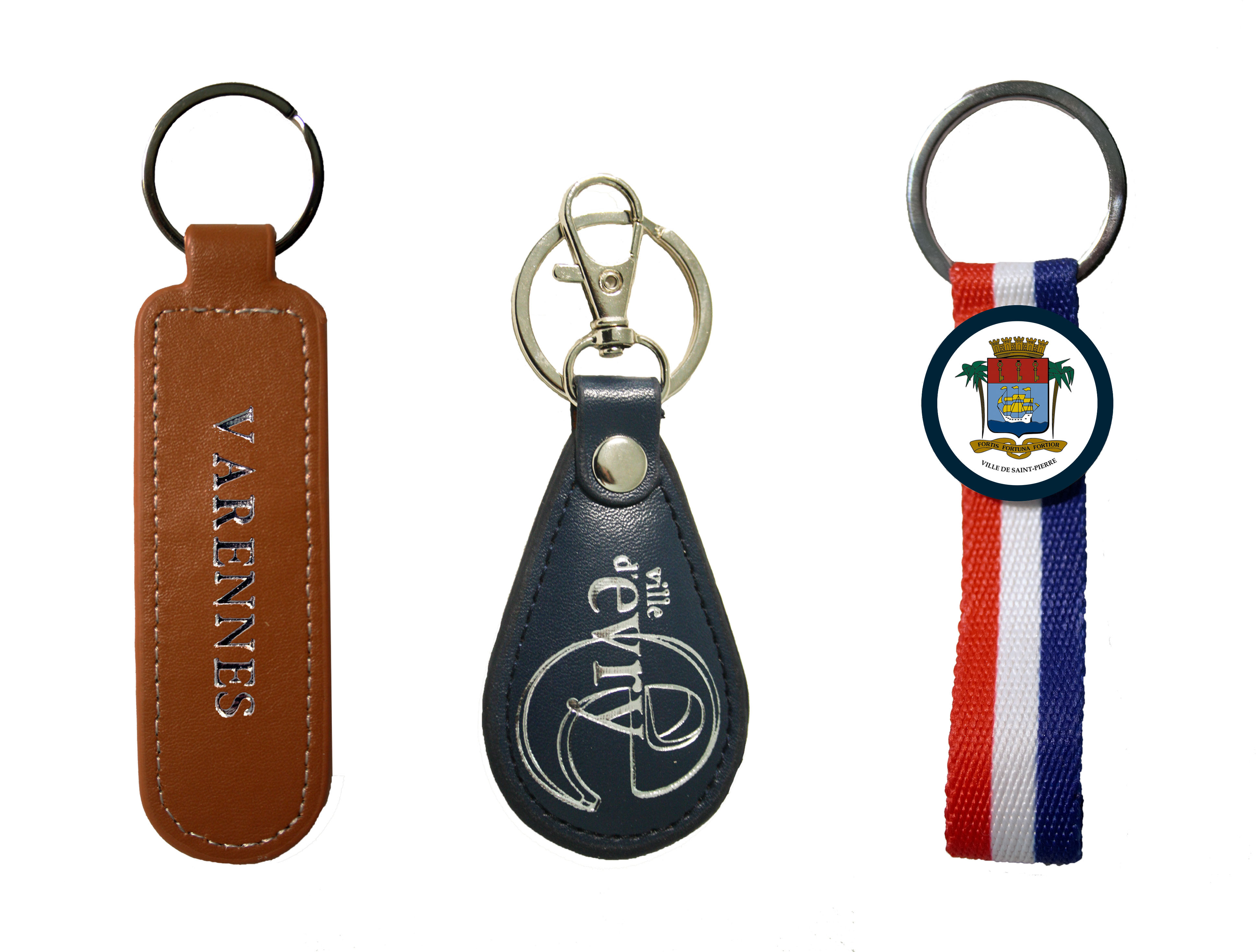 Porte-clés simili-cuir ou en tissu tressé