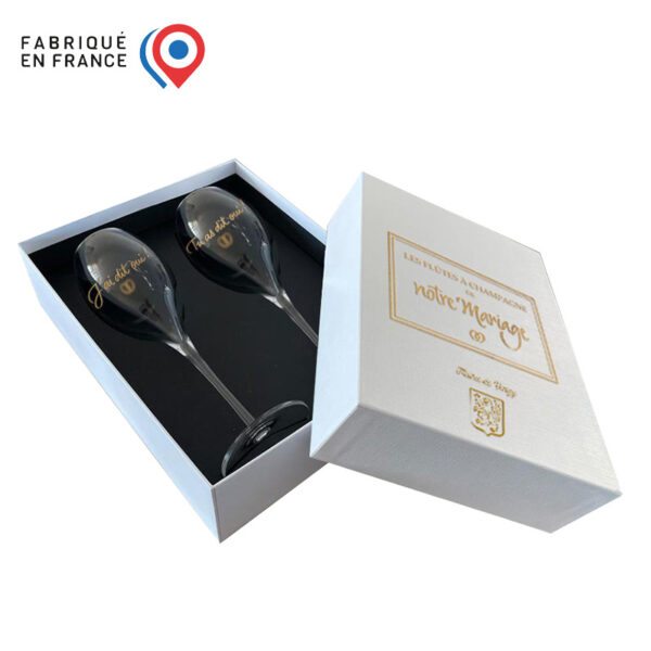 Flûtes de champagne avec couvercle et personnalisation FR