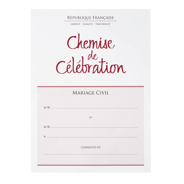 Notre "Chemise de Célébration" un incontournable Etat-Civil pour conserver les informations essentielles liées aux mariés et à leur mariage.
