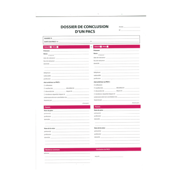 Dossier de conclusion d'un PACS
