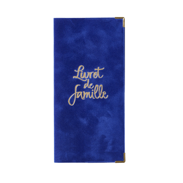 étuis de livret de famille velours - Bleu de France - passe-partout