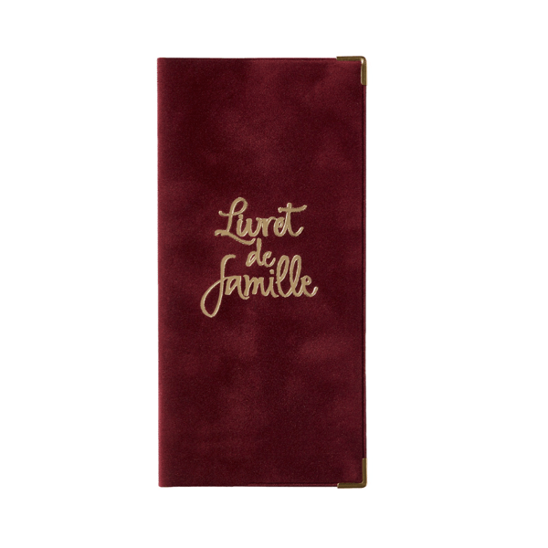 Etuis de livret de famille - velours- passe-partout - Bordeaux