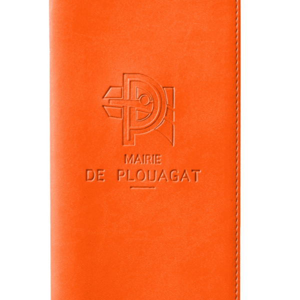 etuis de livret de famille - simili cuir lisse - mandarine