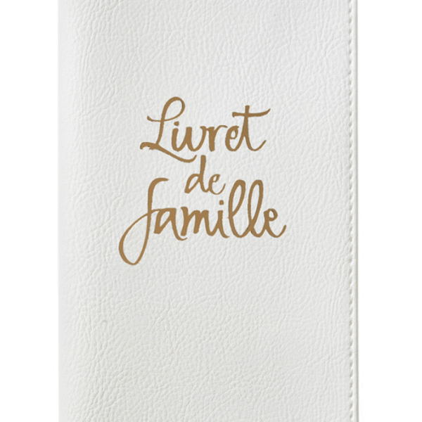 Étui livret de famille - simili cuir grainé - neige