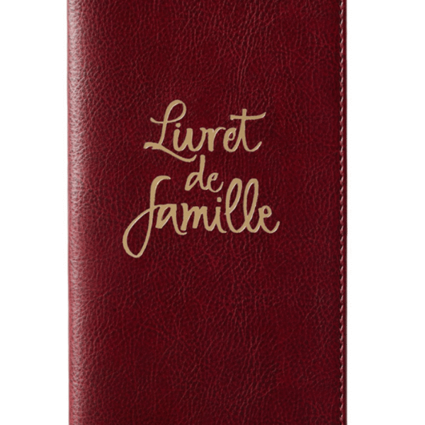 Étui livret de famille - simili cuir grainé - Bordeaux