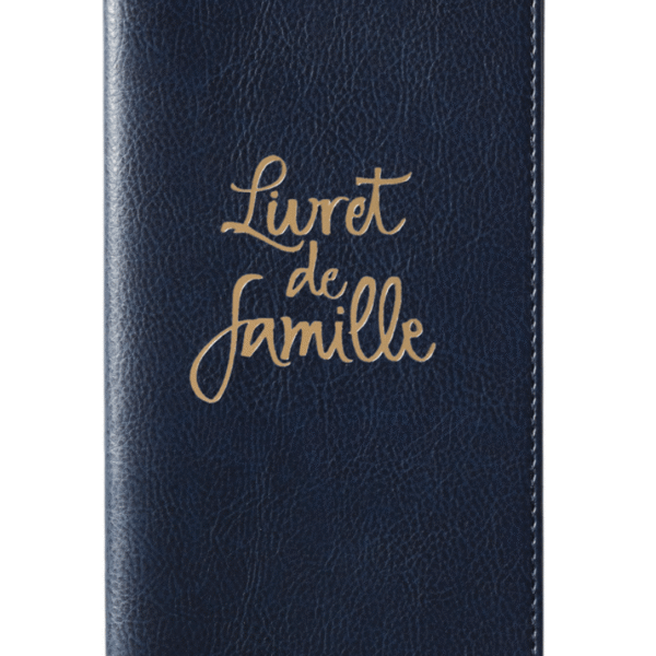 Étui livret de famille - simili cuir grainé - Bleu de France