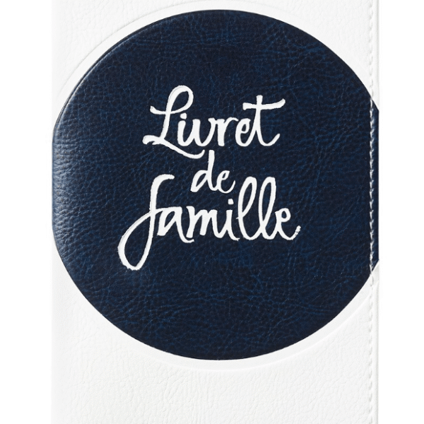 Etuis de livret de famille simili cuir lisse duo passe-partout - Bleu & Blanc