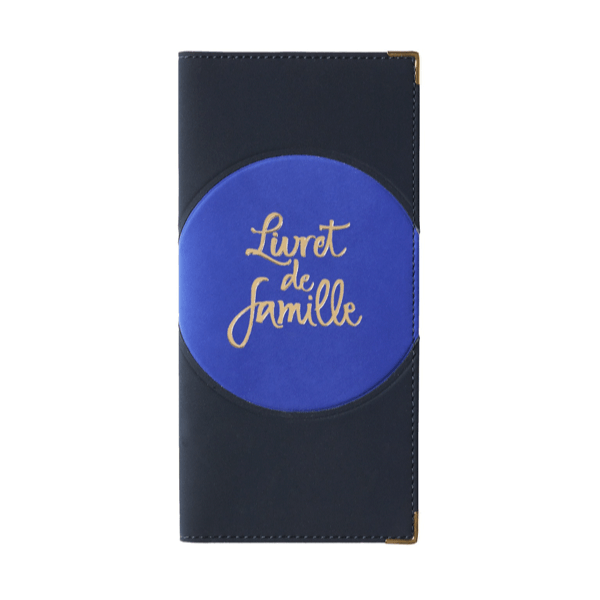 Étui livret de famille nubuck Duo Bleu Nuit