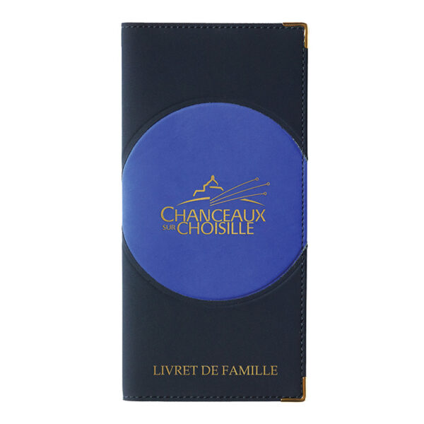 Etui de livret de famille - nubuck duo bleu nuit personnalisé