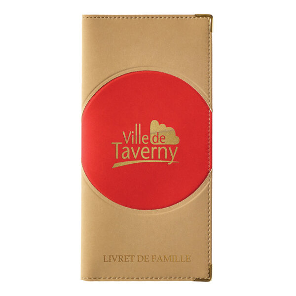 Etui de livret de famille nubuck duo cannelle personnalise