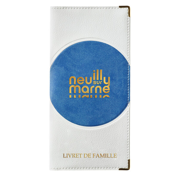 Etui de livret de famille simili-cuir duo jean personnalisé - gaufrage