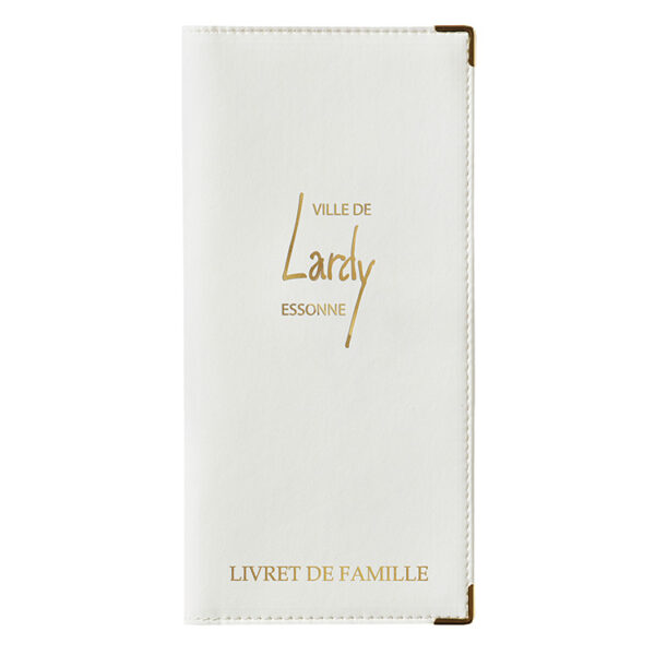 Etui de livret de famille simili-cuir lisse blanc personnalisé