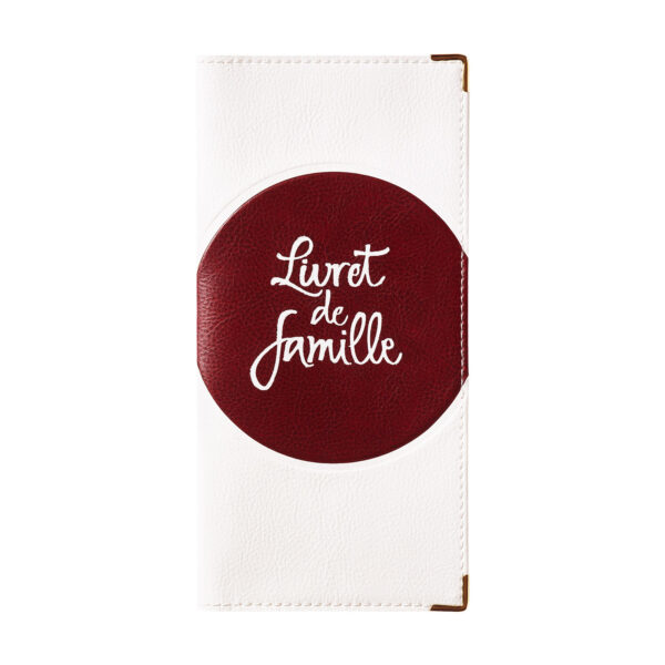 Etui de livret de famille simili cuir duo graine bordeaux