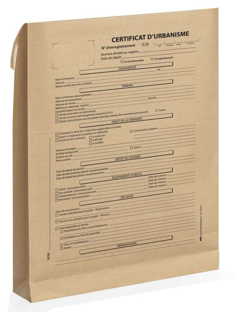 POCHETTE C4 de classement - Certificat d'urbanisme
