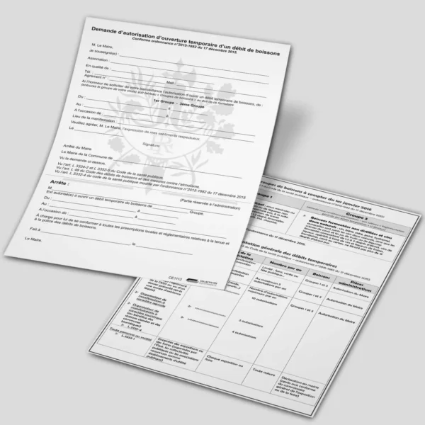 Formulaire pour débit de boissons temporaire