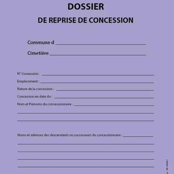Dossier reprise de concession
