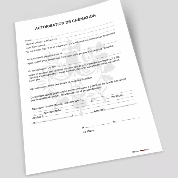 Autorisation de crémation