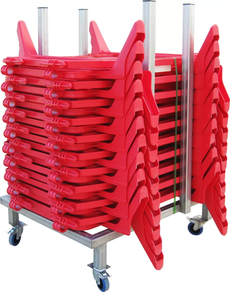 Chariot de stockage pour barrières - rouge