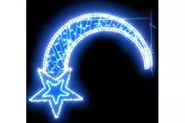 Déco de noel pour poteau - etoile filante bleu
