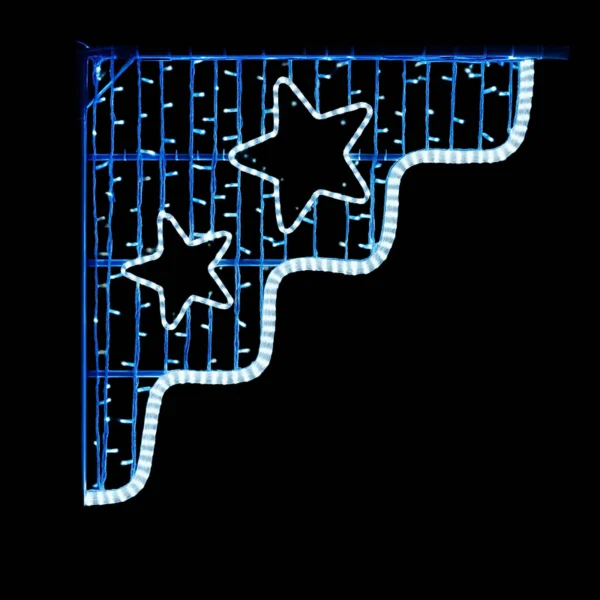 Illumination de Noël pour poteau – ETOILES BLEUES DEFERLENTES