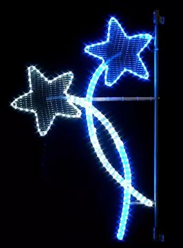 Illumination de noel pour poteau - etoiles blanches et bleues