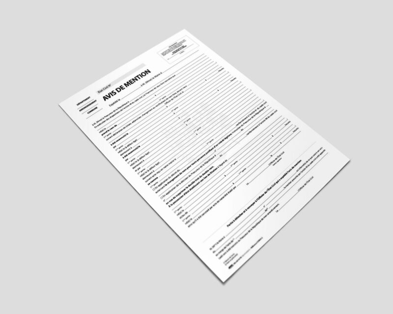 carnet d'avis de mention pour changer de nom