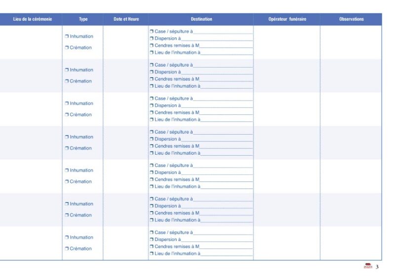 Registre des admissions en chambre funéraire 6