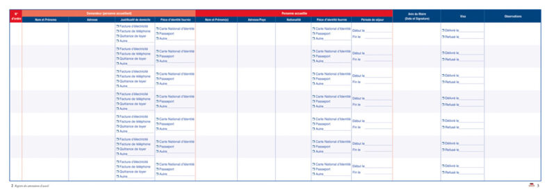 Registre des attestations d'accueil 25