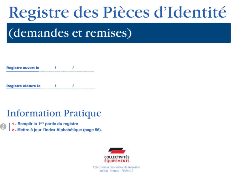 Registre des pièces d'identité 2
