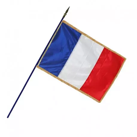 drapeau français avec frange dorée