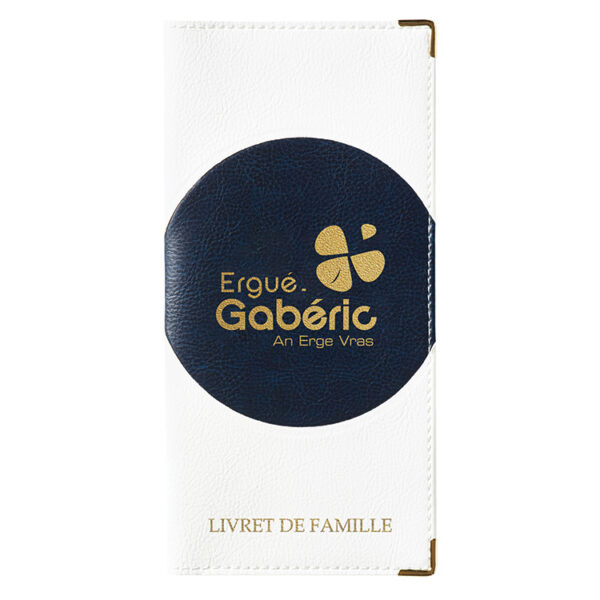 Etui de livret de famille simili-cuir duo bleu personnalisé - gaufrage