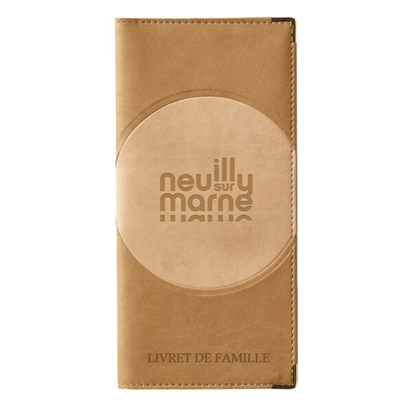 Etui de livret de famille simili-cuir duo sable personnalisé - gaufrage