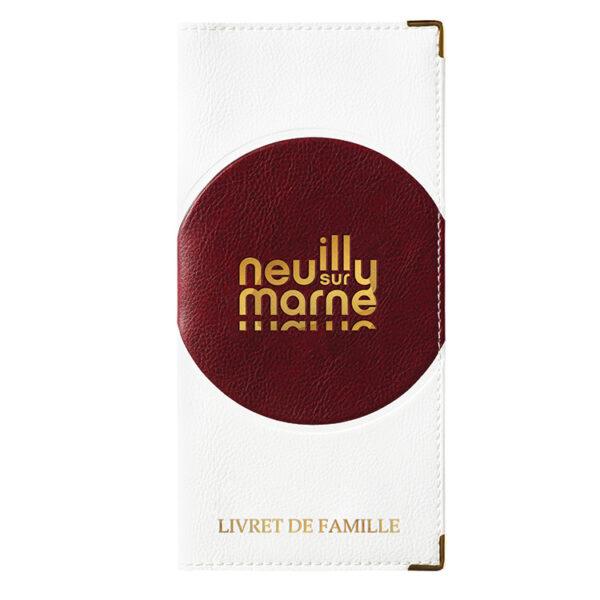 Etui de livret de famille simili-cuir duo grainé bordeaux personnalisé dorure