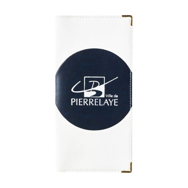 etui de livret de famille simili-cuir duo graine bleu personnalisé - blanc