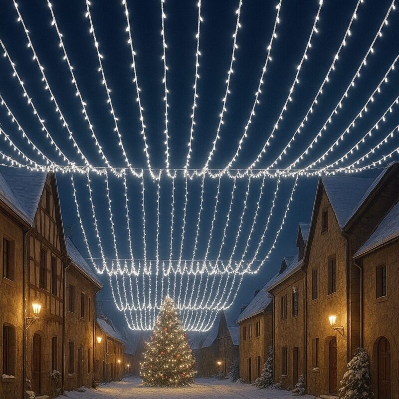 Rideaux stalactiques blancs - illumination de noel