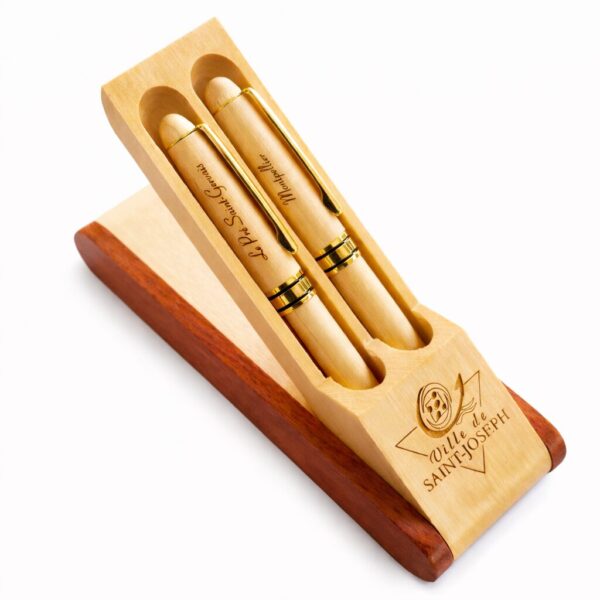 Parure en bois Canopée – présentoir 2 stylos
