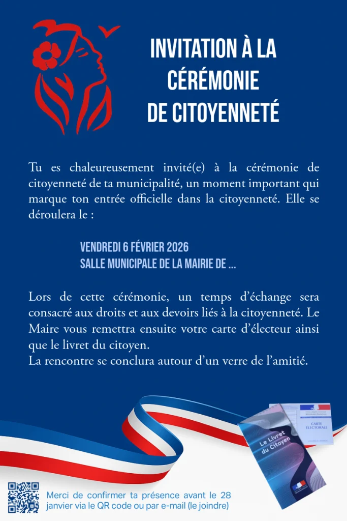 Exemple d'invitation cérémonie de citoyenneté